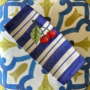 Vietri in Italy Rustic Hand Painted Ceramic Cherry Platter